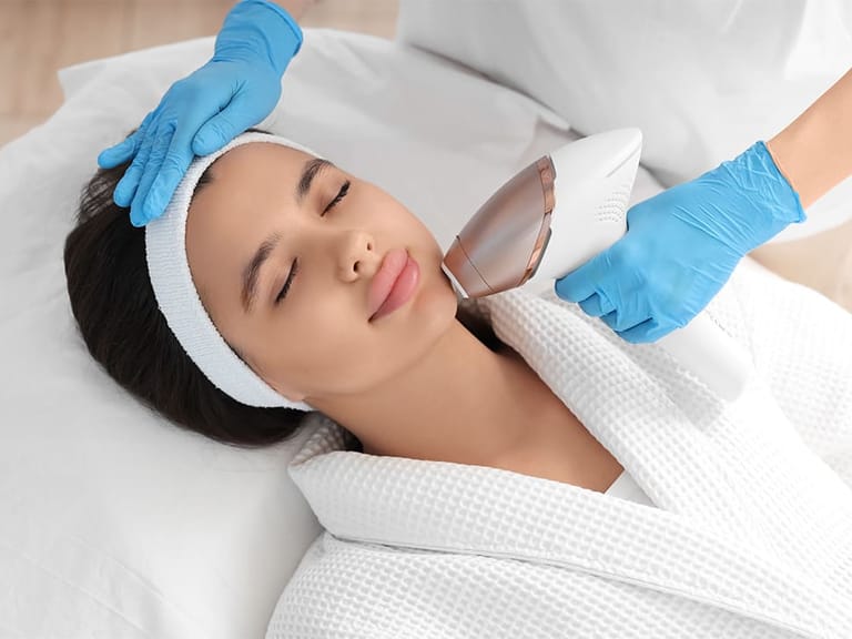 a patient getting laser hair removal