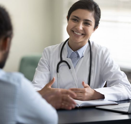 a doctor meeting with a patient
