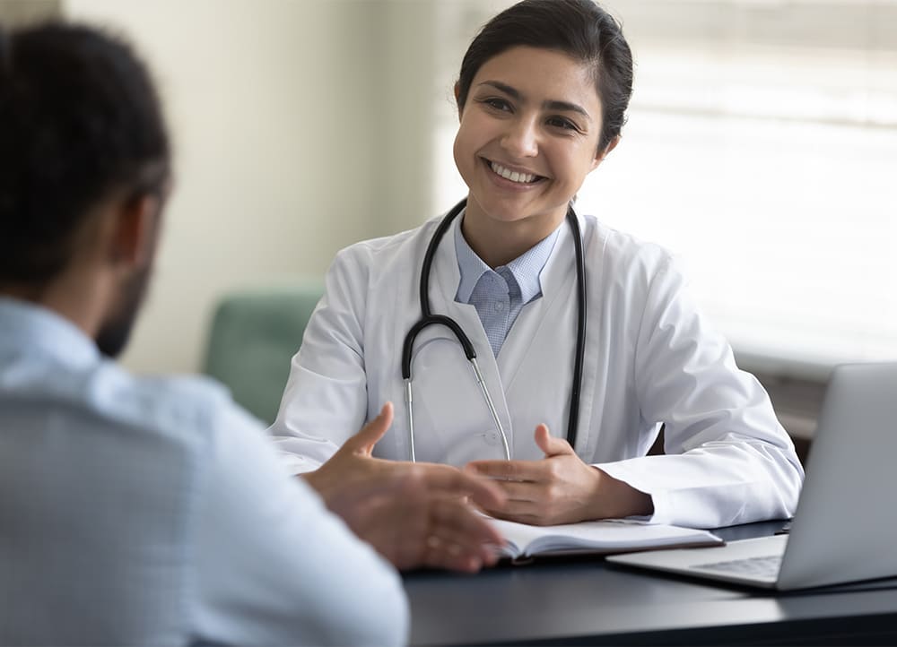 a doctor meeting with a patient