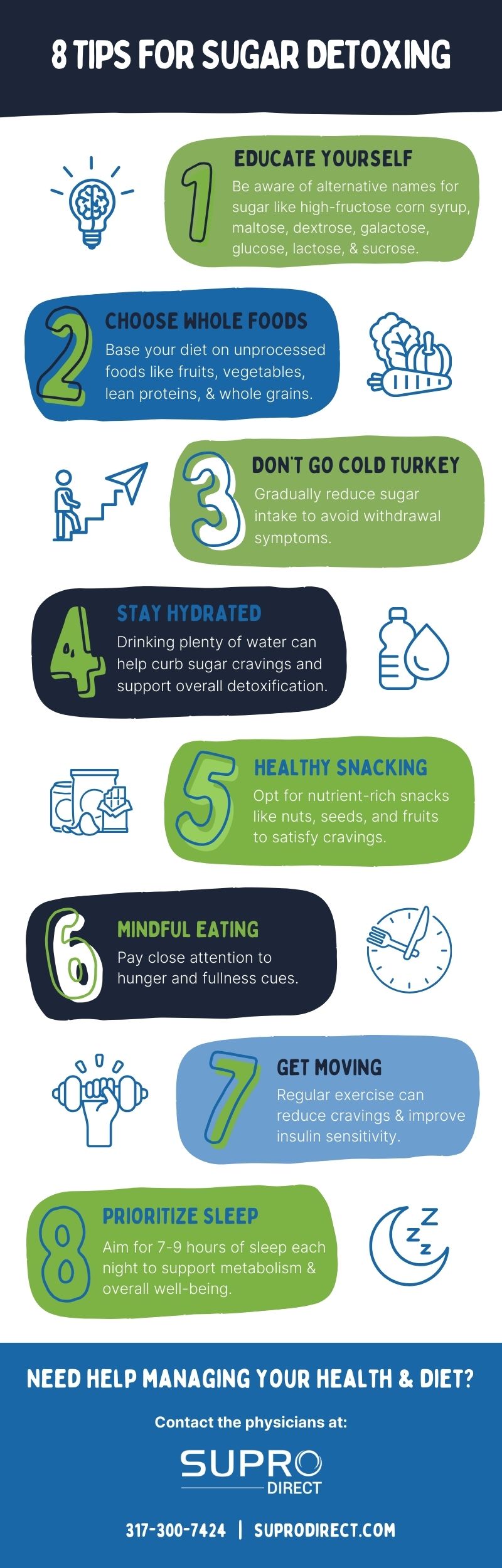 8 tips for sugar detoxing infographic